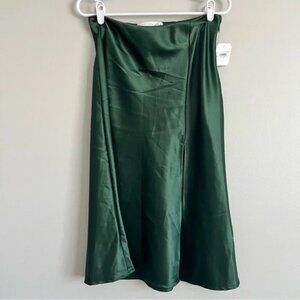 Alter’d State Women’s Green Satin Like Slip Skirt Side Slit Size Medium